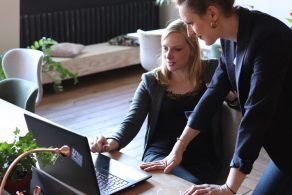 women working together to make website engaging