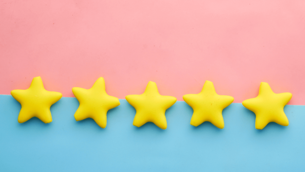 website audit tips 5 yellow stars on pink and blue background