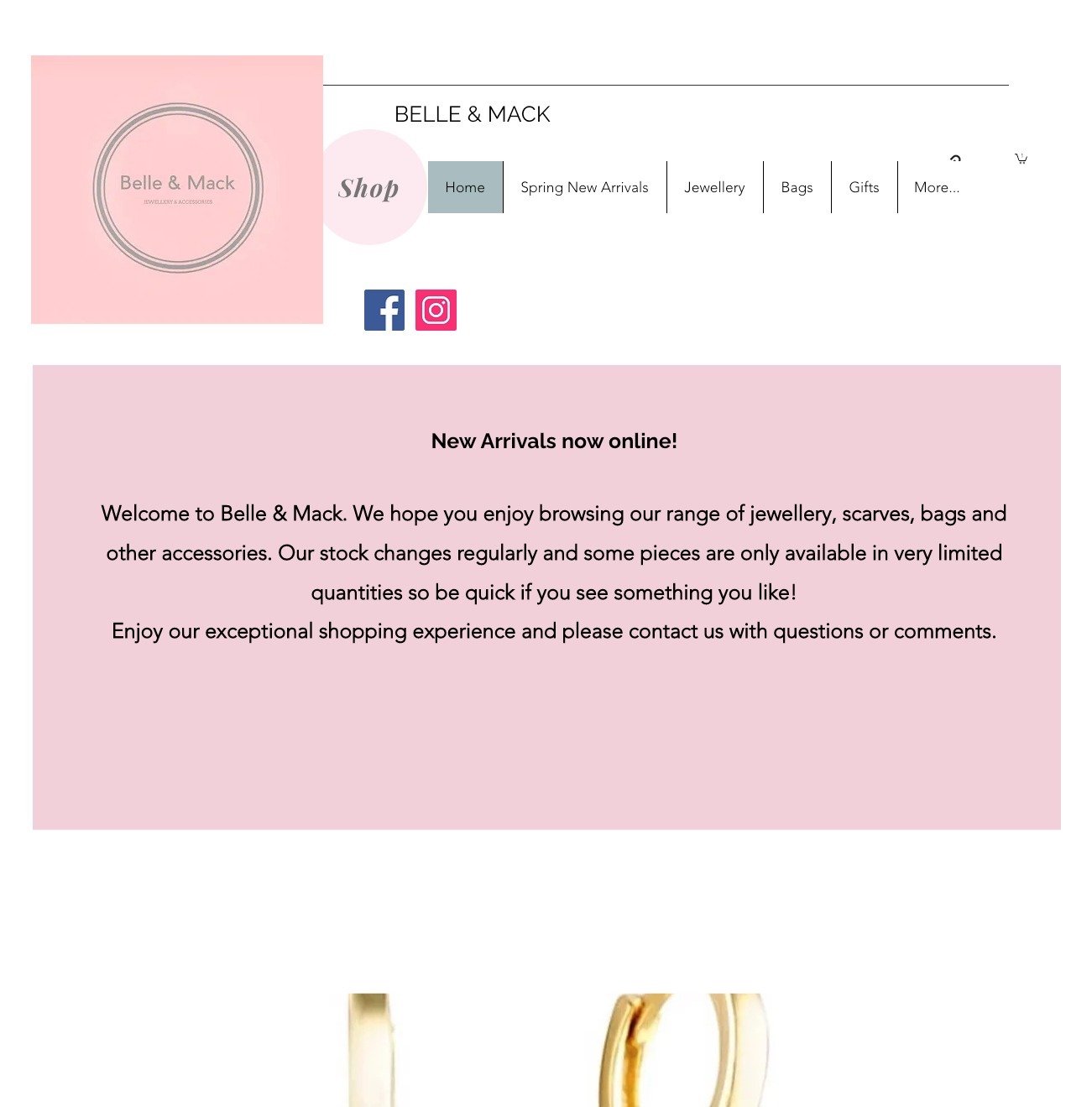 BEFORE - a website page for a jewellery store.